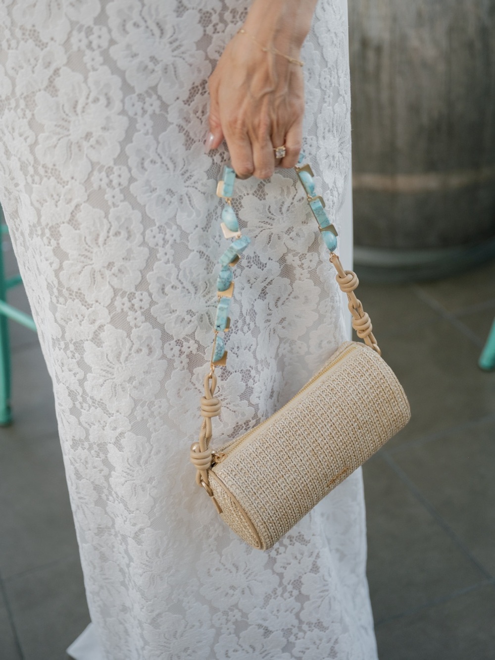 cult gaia Zozina Bag - woven shoulder bag with turquoise-accent strap - Picture 5 of 8